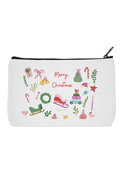 designedfy Merry Christmas 3 Waterproof Printed Cloth Makeup Bag, Pen Holder, Wallet
