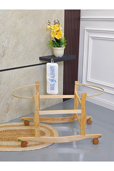 WASL ALKHAIR قاعدة سلة موسى خشبي مع كفرات