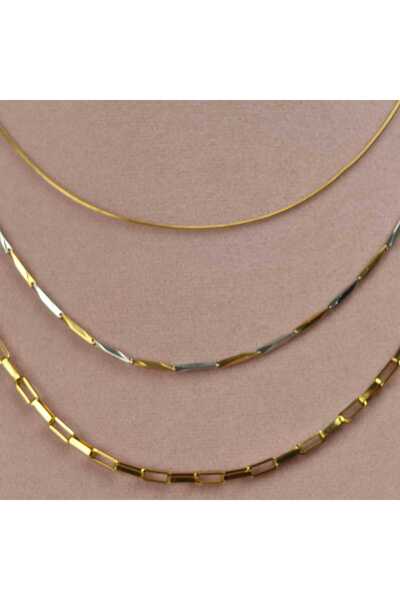 JİMNY JEWELRY Tria Steel 3-Piece Chain Necklace Set