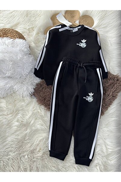 NOBLEKIDS Back Printed Black Set – White Stripes, 3 Thread Count Fleece-Lined...