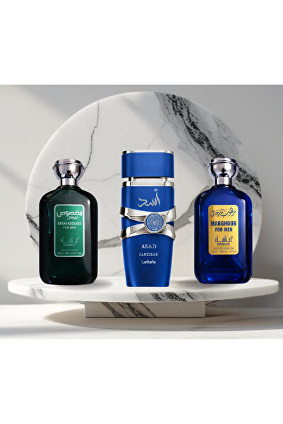 lattafa Σετ 3 parfumuri Arabesti de Barbat - ZANZIBAR - BLUE - GREEN