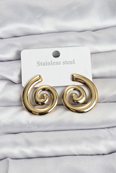 callerrons accessories أقراط نسائية بتصميم حلزوني ذهبي اللون - EBJ251219W38907