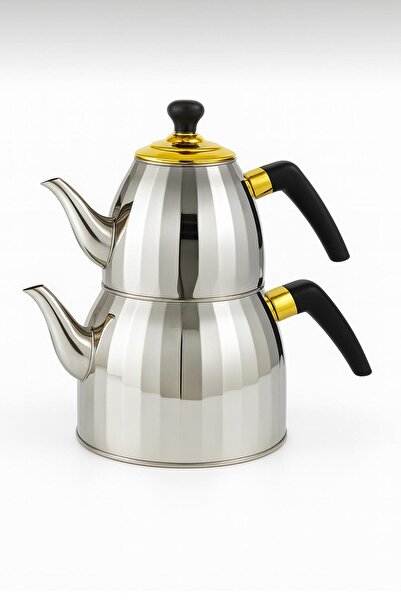 ATLT ATLANTİS VİCALİNA PASLANMAZ ÇELİK ÇAYDANLIK SET 1 LİTRE ÜST DEMLİK 2.5 L...