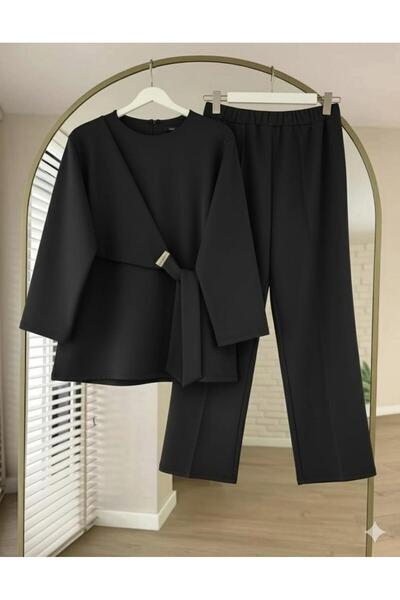 modasindoma Women's Buckle Detailed Two-Piece Set