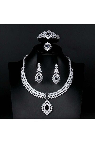 Generic طقم مجوهرات زيركون فاخر بإصدار خاص دقة الماس 5 قطع بضمان على اللون B-...