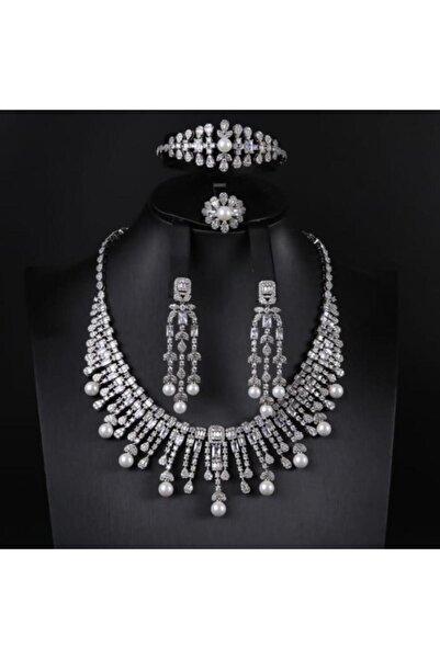 Generic اطقم مجوهرات زيركون فاخر باصدار خاص 5 قطع بضمان على اللون S-5634/1