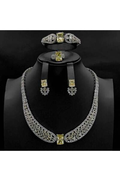 Generic طقم زيركون أنيق بإصدار خاص دقة الماس 5 قطع بضمان على اللون - S-85921