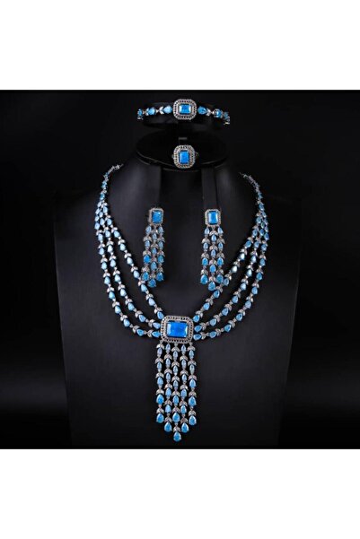 Generic طقم مجوهرات زيركون فاخر بإصدار خاص 5 قطع بضمان على اللون ASD-7