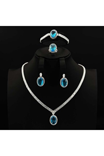 Generic طقم زيركون أنيق بإصدار خاص دقة الماس 5 قطع بضمان على اللون