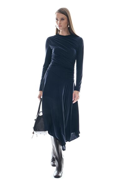 EXPLOSION Asimetrik Etekli Yumuşak Dokulu Elbise
