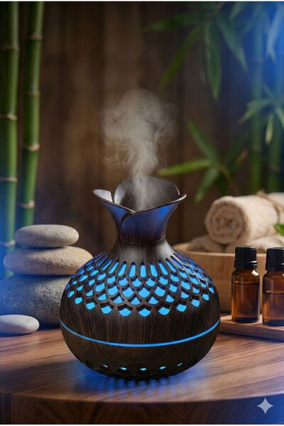 CALIBURN Premium Ahşap Desenli Ultrasonik Aromaterapi Difüzör & Hava Nemlendi...