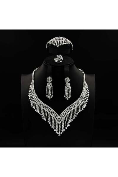 Generic طقم اكسسوارات نسائي زركون أنيق 5 قطع إصدار خاص بضمان على اللون – تصميم راقٍ لإطلالة مميزة