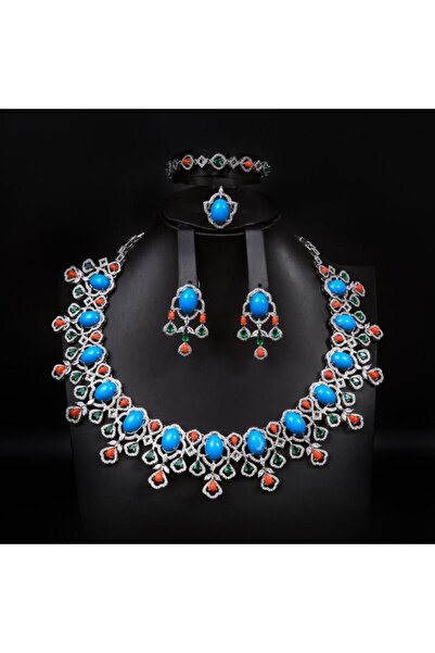 Generic اطقم مجوهرات زيركون فاخر باصدار خاص 5 قطع بضمان على اللون 880