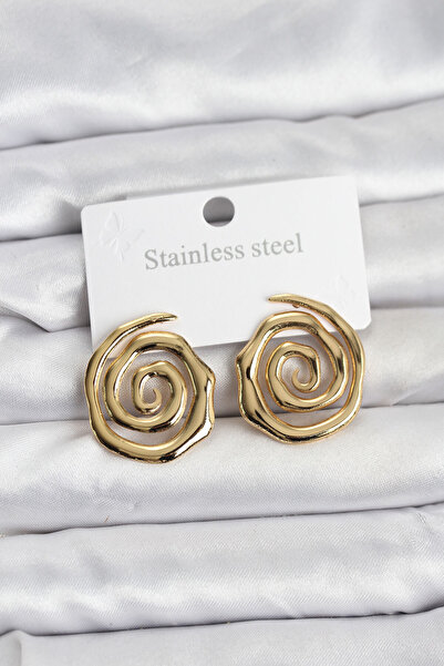 callerrons accessories أقراط نسائية موديل ملفوفة باللون الذهبي - EBJ251219W38905