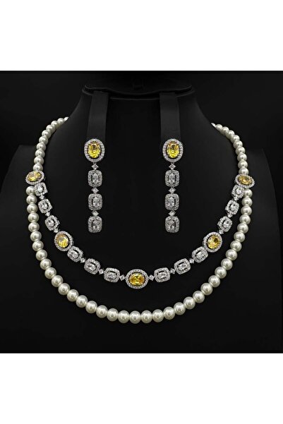 Generic طقم عقد مع حلق اكسسوارات نسائي زركون أنيق– تصميم راقٍ لإطلالة مميزة - RN-0063