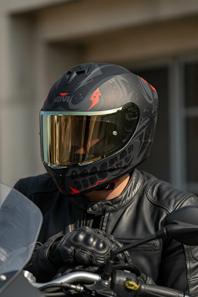 Givi 50.X BONES Kırmızı / 1 Renkli 1 Şeffaf Vizörlü Motosiklet Kask