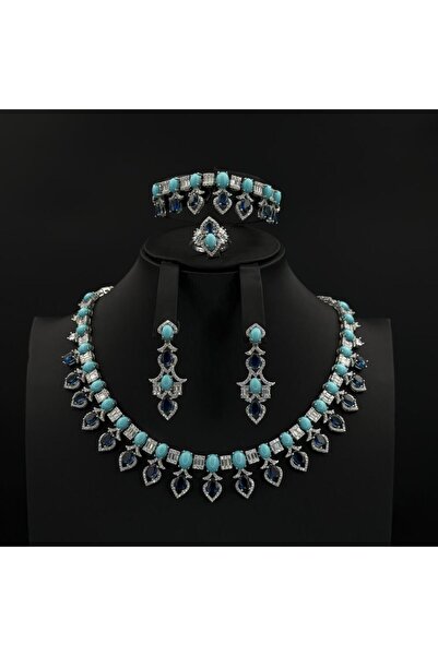 Generic طقم زيركون فاخر بإصدار خاص دقة الماس 5 قطع بضمان على اللون DZ005157S000