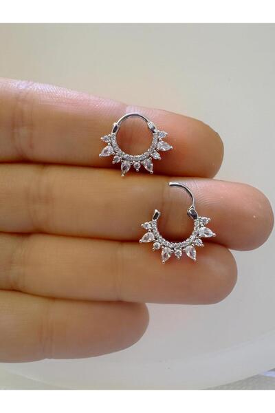 Arescollection 1 adet zirkon taşlı çelik septum daith helix lobe uyumlu piercing
