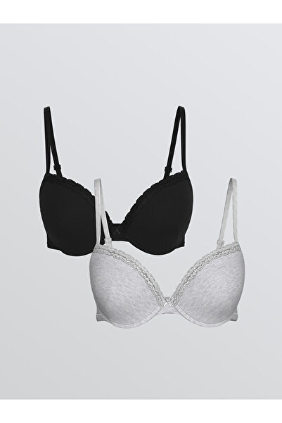 LC Waikiki Rmz Gi̇yi̇m Farkiyla Underwire Non-Padded T-Shirt Bra 2-Pack