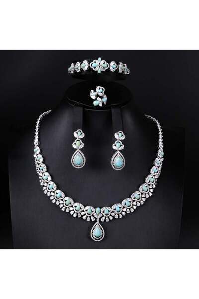 Generic اطقم مجوهرات زيركون فاخر باصدار خاص 5 قطع بضمان على اللون S-7082