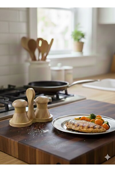 İthal طقم ملح وفلفل من قطعتين مع حامل سفلي من الخيزران