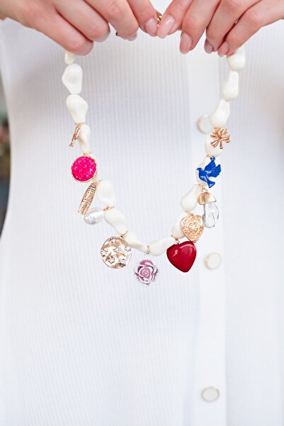 Asleyaccessories Charm Detailed Bone Necklace