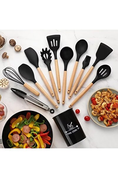 Super Set 24 piese, ustensile bucatarie din Lemn si Silicon alimentar, Termor...