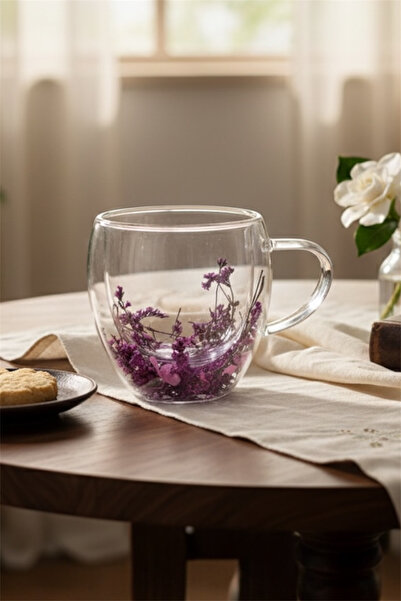 silvia home decor Çift Çıdarlı Çiçekli Cam Bardak 250ml