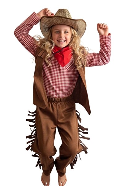 NATS KİDS Kız Çocuk Kovboy Kostüm (Şapka Boyunluk Dahil)