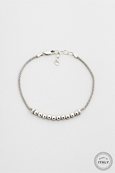 So CHIC... İtalyan Lucia 18 Ayar Beyaz Altın Kaplama 21 Cm Gümüş Bileklik