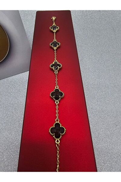 Mosso Steel سوار فولاذي موديل يونيفرسال كلوفر مصنوع من الزجاج باللون الأسود و...