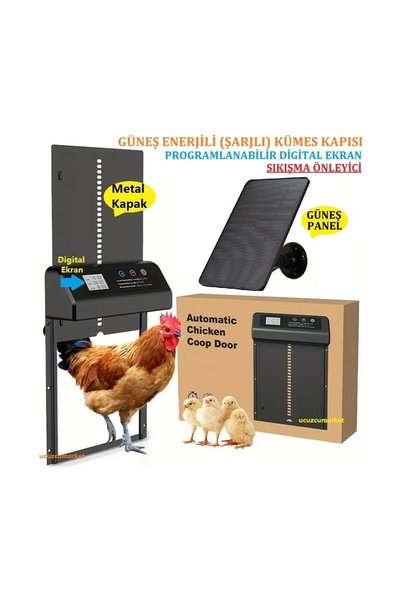 GÜNEŞ ENERJİLİ (ŞARJLI) KÜMES KAPISI (PROGRAMLANABİLİR DİGİTAL EKRAN-SIKIŞMA ÖNLEYİCİ)