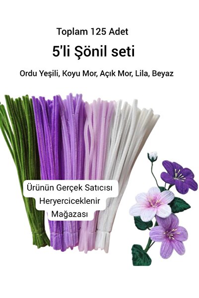 hyc heryerçiçeklenir 5'li Şönil Seti (25) Ordu Yeşili, (25) K. Mor, (25) A.Mo...