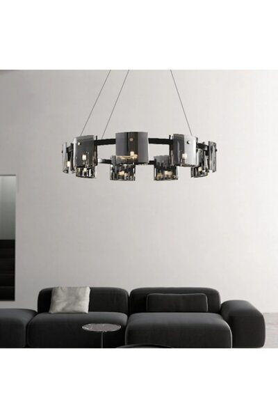 OEM Modern chandelier REQUIEM Largo, 8xG9, diameter 80cm, black, adjustable height