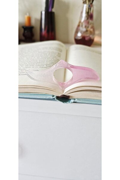 pınaxar Εποξειδικό δαχτυλίδι ανάγνωσης με θήκη σελίδας Ροζ Λευκό - Κομψό αξεσ...