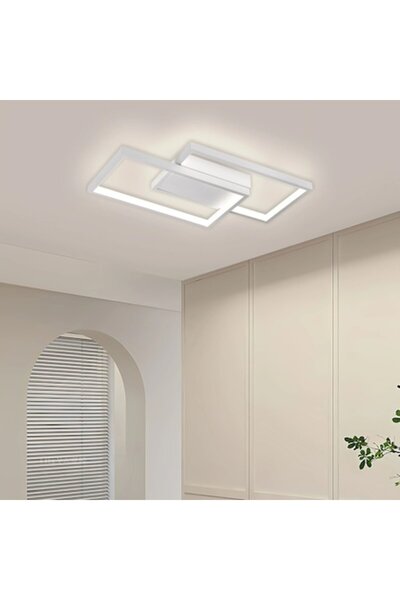 OEM LED Chandelier with Remote LANDYN 62W, 2 Squares, Cool/Warm/Neutral Light, Dimmable, White