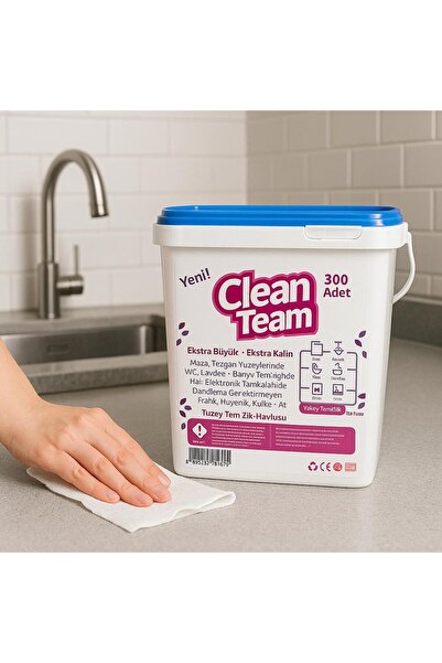 ATLT ATLANTİS CLEAN TEAM 300 ADET ISLAK MENDİL KOVA ISLAK HAVLU YÜZEY TEMİZLİ...