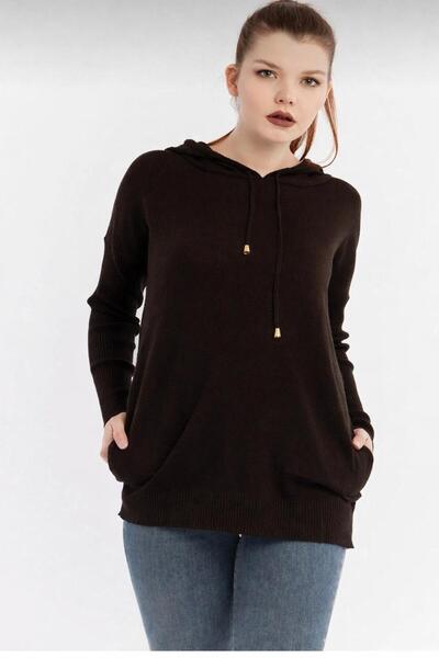 citycenterfashion سترة نسائية سوداء بغطاء رأس بجيبين جانبيين Cty-akc-11185 مقاس 38-44