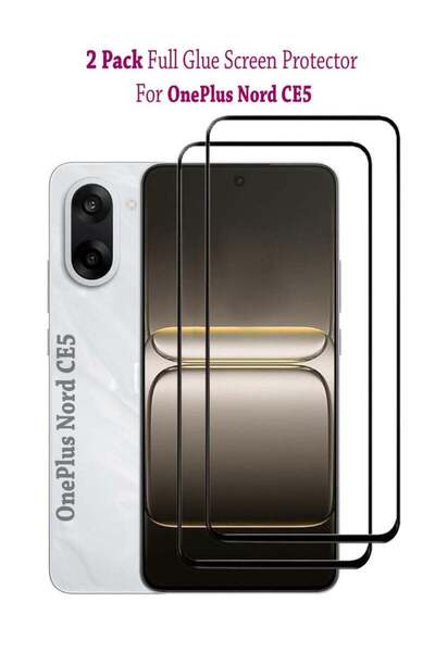 Generic عبوة من قطعتين من واقي شاشة زجاجي مقوى لهاتف ون بلس نورد CE5 - أسود