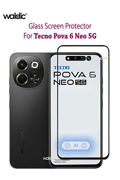 Generic واقي شاشة من الزجاج المقوى لهاتف تكنو بوفا 6 نيو 5G - أسود