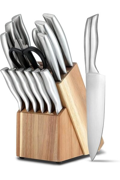 Promass 15-Piece Premium Kitchen Knife Set With Wooden Block