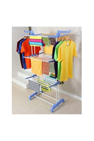 Promass رف تجفيف الملابس من الفولاذ الكربوني، حجم كامل، شديد التحمل، عمود مزدوج، 3 طبقات، حامل تجفيف الملابس.