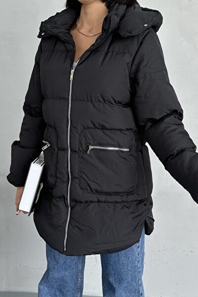 moda armanc Palton lung pentru femei cu glugă Palton de iarnă cu buzunar cu fermoar