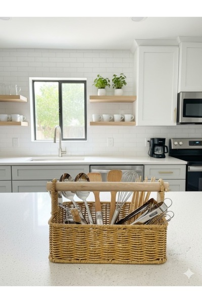 GACASA Hasır Sepet Bambu Kulplu