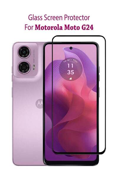 Generic واقي شاشة من الزجاج المقوى لهاتف موتورولا موتو جي 24 - أسود