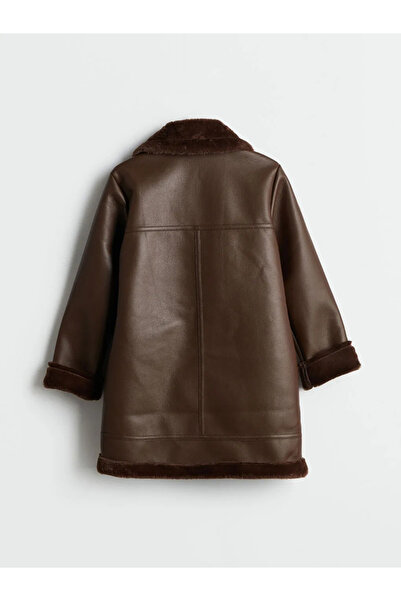 LC Waikiki Kadın Biker Yaka Düz Deri Görünümlü Mont