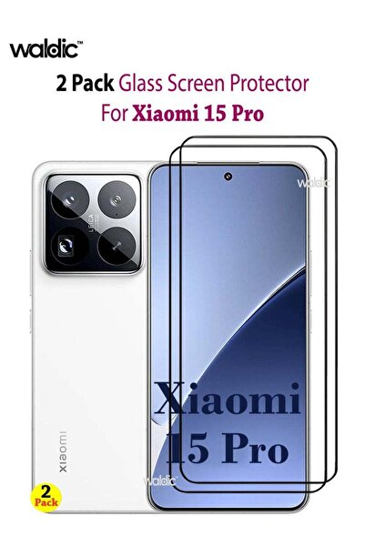 Generic عبوة من قطعتين من واقي شاشة زجاجي مقوى لهاتف شاومي 15 برو - أسود