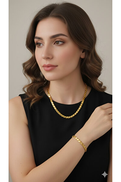 esem gold 925 AYAR GÜMÜŞ KOLYE VE BİLEKLİK PULLU SET ZİNCİR