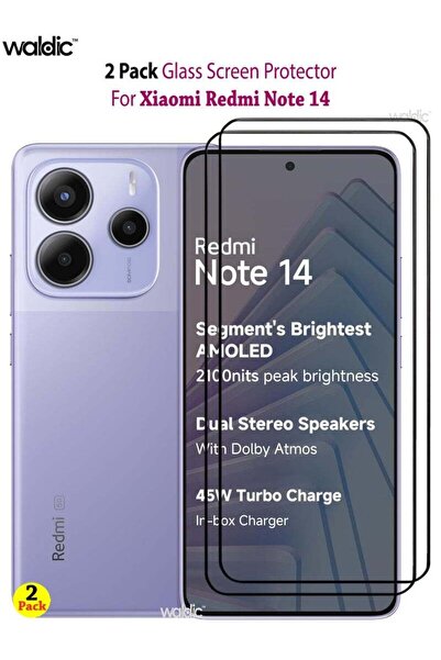 Generic عبوة من قطعتين من واقي شاشة زجاجي مقوى لهاتف شاومي ريدمي نوت 14 - أسود