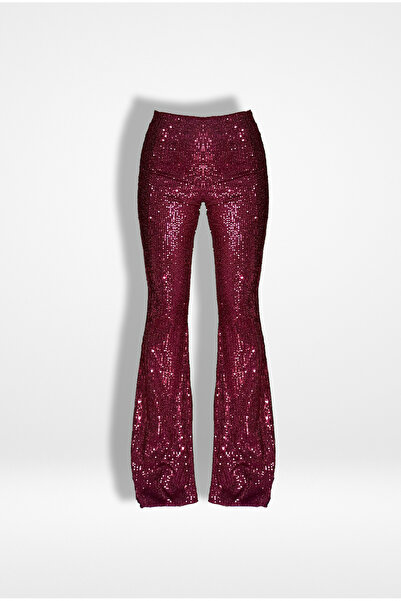 Muu&Lorg Bordo Pul Payet Pantolon